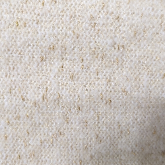 Love by Design Sweater Skylar long Puff Sleeve cream gold sparkle sz Lar… - Picture 2 of 8